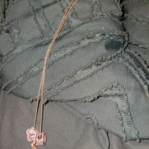 Pandora Gold Necklace with Silver Heart and Circle Charms